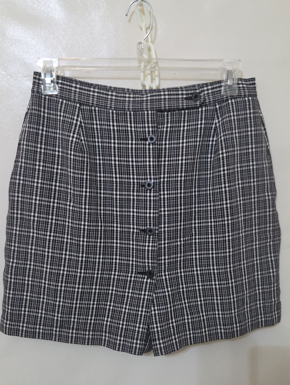 Liz Claiborne Lizgolf Women's Black & White Plaid Button-Front Skort/Skirt - 12